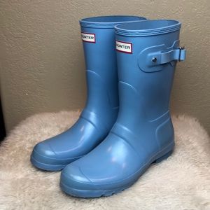 Hunter Original Short Mid Calf Ice Baby Blue Rain Boots